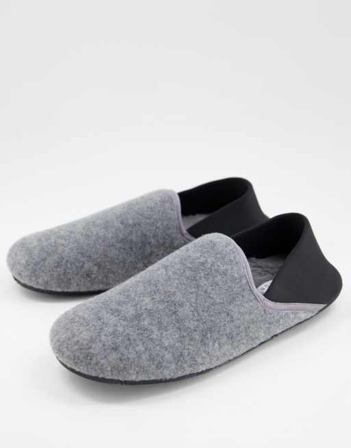 ASOS DESIGN – Ljusgrå innetofflor med nedfällbar häl