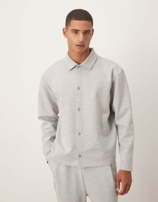 ASOS DESIGN – Ljusgrå jacka i oversize med knäppning