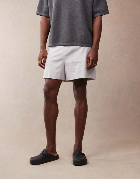 ASOS DESIGN – Ljusgrå, korta bermudashorts i linneblandning - view 1