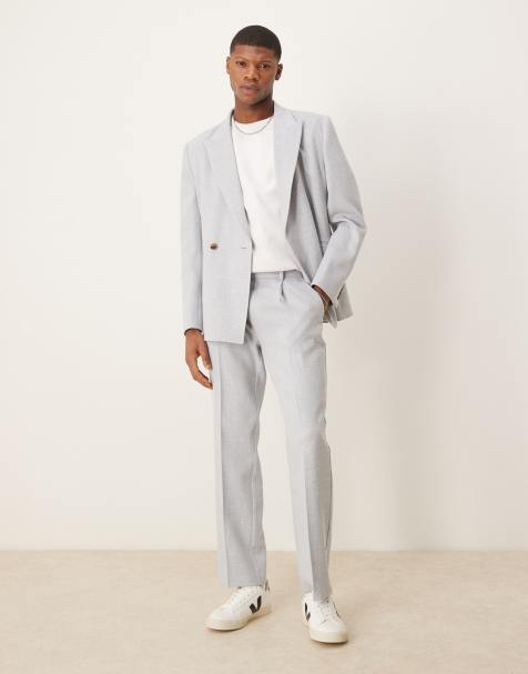 ASOS DESIGN – Ljusgrå kostym i linneimitation och regular fit - view 1