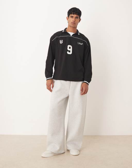 ASOS DESIGN – Ljusgrå, kraftiga mjukisbyxor i oversize av scubaliknande tyg, 2 av 5