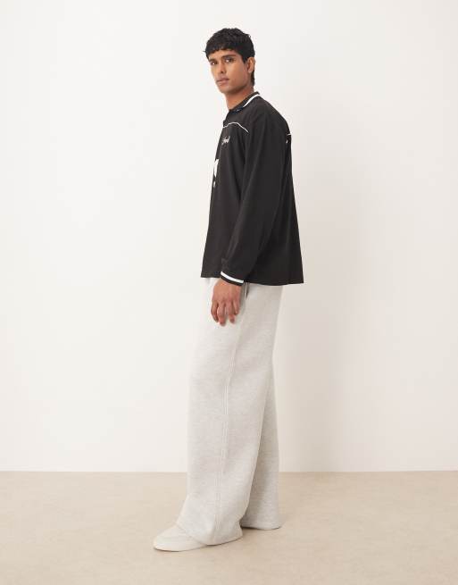 ASOS DESIGN – Ljusgrå, kraftiga mjukisbyxor i oversize av scubaliknande tyg, 3 av 5