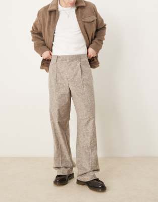 ASOS DESIGN – Ljusgrå, melerade finbyxor med vida ben - view 1