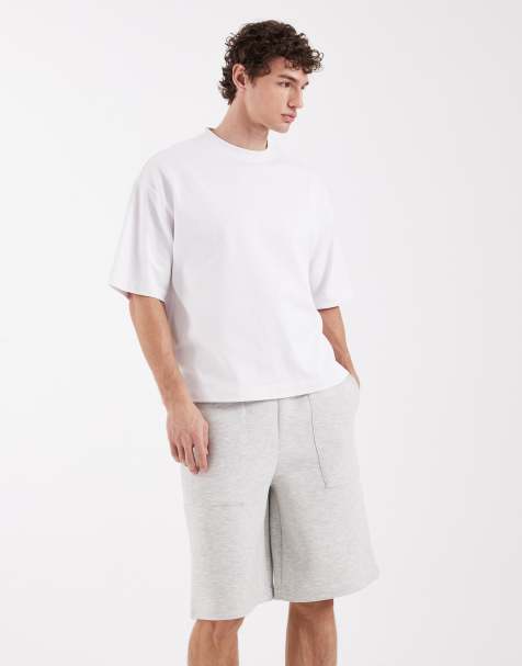 ASOS DESIGN – Ljusgrå, melerade, kraftiga jorts i oversize av scubaliknande tyg - view 1