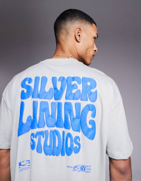ASOS DESIGN – Ljusgrå t-shirt i oversize med texttryck - view 1