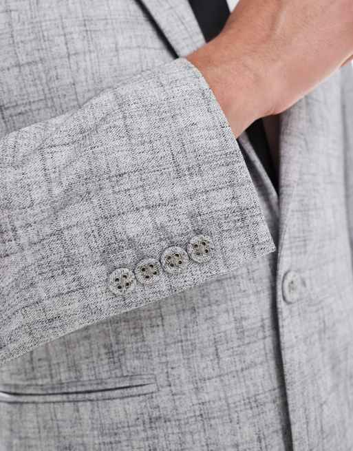 ASOS DESIGN – Ljusgrå, texturerad kavaj i bomullsmix med smal passform, del av kostym, 3 av 5