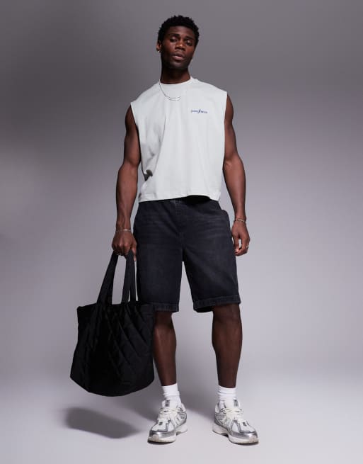 ASOS DESIGN – Ljusgrå topp i oversize med boxig passform och tryck fram- och baktill , 3 av 4