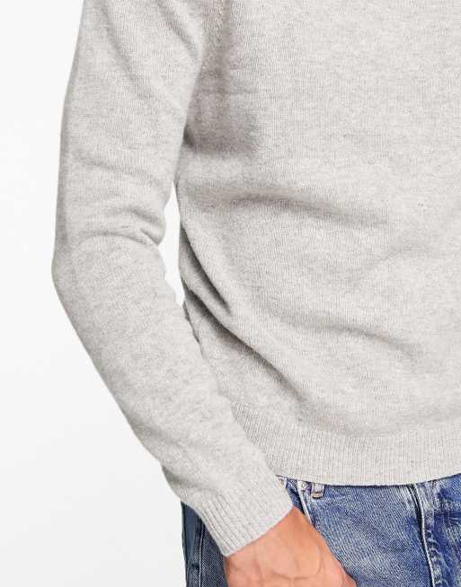 ASOS DESIGN – Ljusgrå tröja av lammull med halvpolokrage, 3 av 4