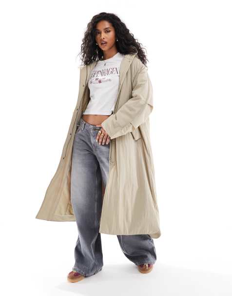 ASOS DESIGN – Ljusgrå, vadderad pufferkappa i lång modell med huva - view 1