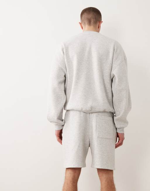 ASOS DESIGN – Ljusgråmelerade shorts med tryck och ledig passform, del av set, 2 av 5
