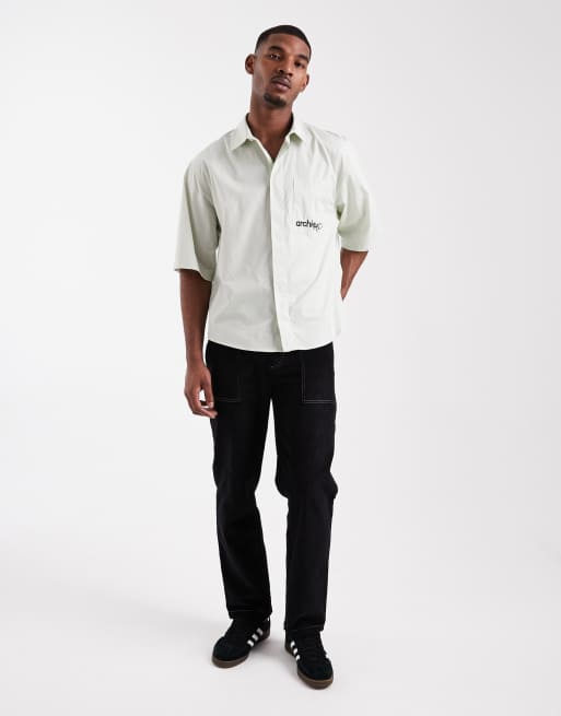 ASOS DESIGN – Ljusgrön, avslappnad skjorta med broderi framtill, 2 av 5