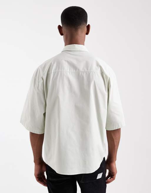 ASOS DESIGN – Ljusgrön, avslappnad skjorta med broderi framtill, 3 av 5