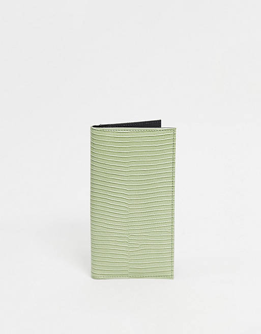 ASOS DESIGN – Ljusgrön fold over-handväska med ödleeffekt