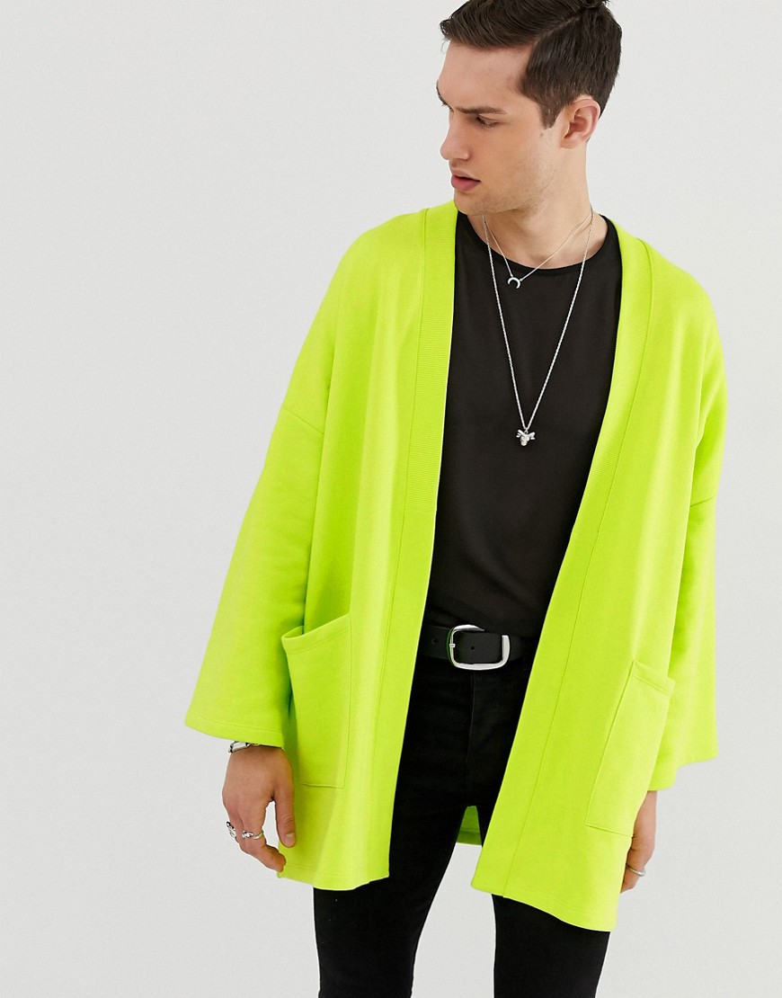 ASOS DESIGN – Ljusgrön kofta i jersey i komono-stil