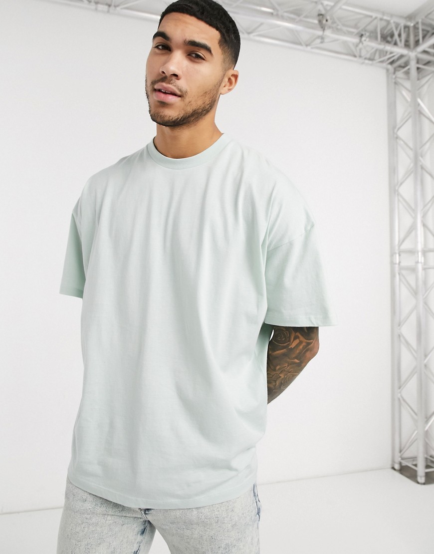 ASOS DESIGN – Ljusgrön t-shirt i oversize-modell med rund halsringning-Blå