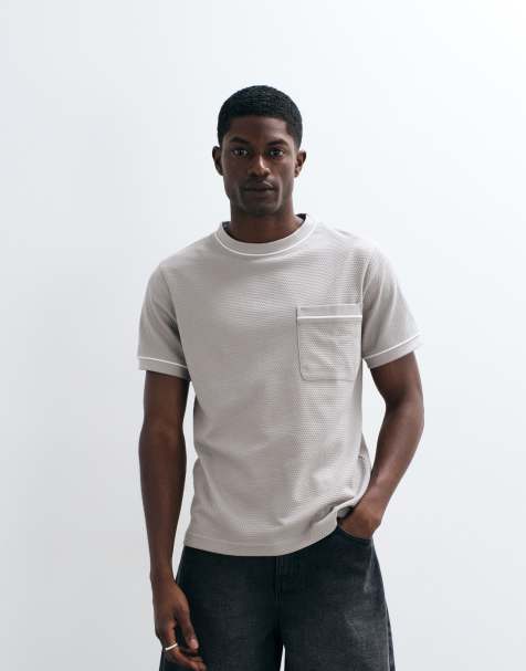 ASOS DESIGN – Ljusgrön, texturerad t-shirt i regular fit med kontrastsömmar - view 1
