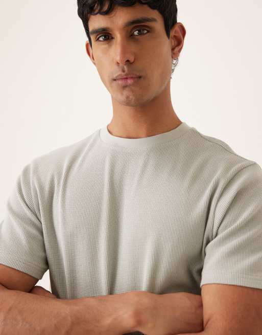 ASOS DESIGN – Ljusgrön, våfflad t-shirt i regular fit med ficka, 5 av 5