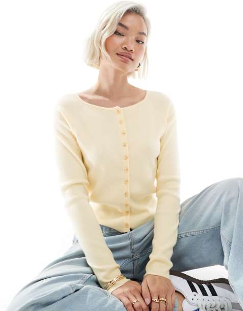ASOS DESIGN – Ljusgul, figursydd, ribbad kofta - view 1