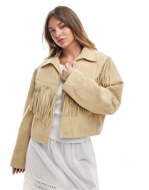 ASOS DESIGN – Ljusgul jacka i äkta mocka - view 1
