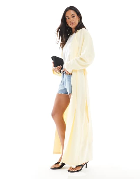 ASOS DESIGN – Ljusgul overshirt i duster-stil - view 1