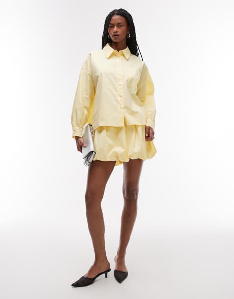 ASOS DESIGN – Ljusgul, puffig minikjol - view 1
