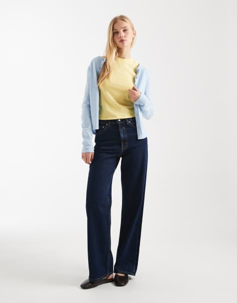ASOS DESIGN – Ljusgul, stickad topp med båtringning, del av set - view 1