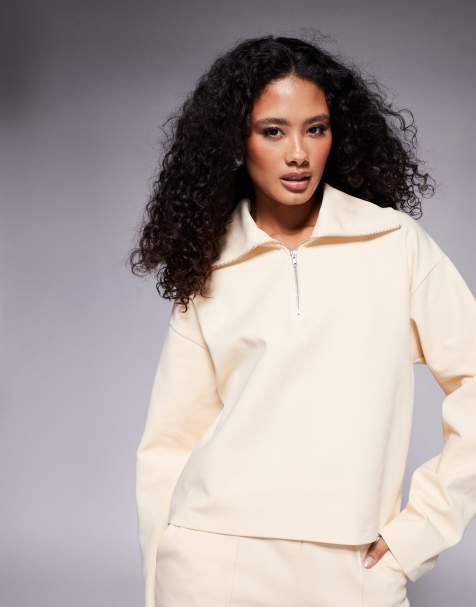 ASOS DESIGN – Ljusgul topp med kort dragkedja, del av set - view 1
