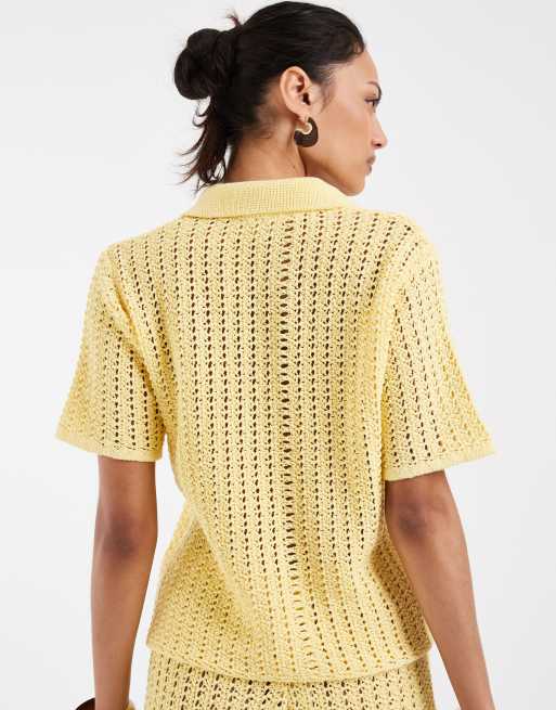 ASOS DESIGN – Ljusgul, virkad pikétröja, del av set, 4 av 4