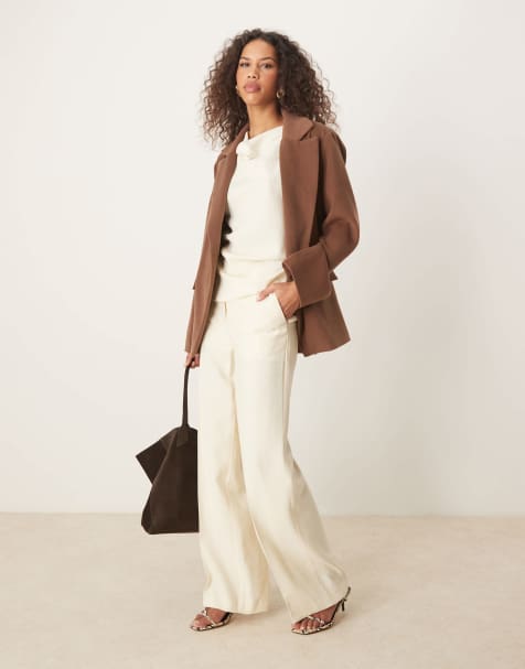 ASOS DESIGN – Ljusgula, figursydda byxor med texturerat skärp, del av set - view 1