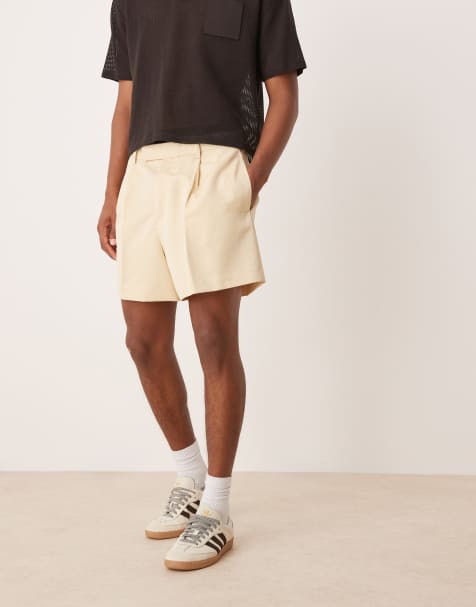 ASOS DESIGN – Ljusgula, vida finshorts i bermudastil och kort design med veck framtill - view 1