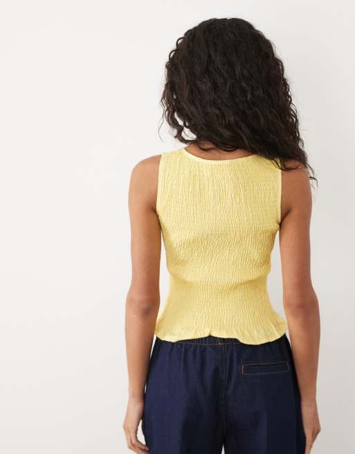 ASOS DESIGN – Ljusgult, ärmlöst linne med smock, 3 av 4