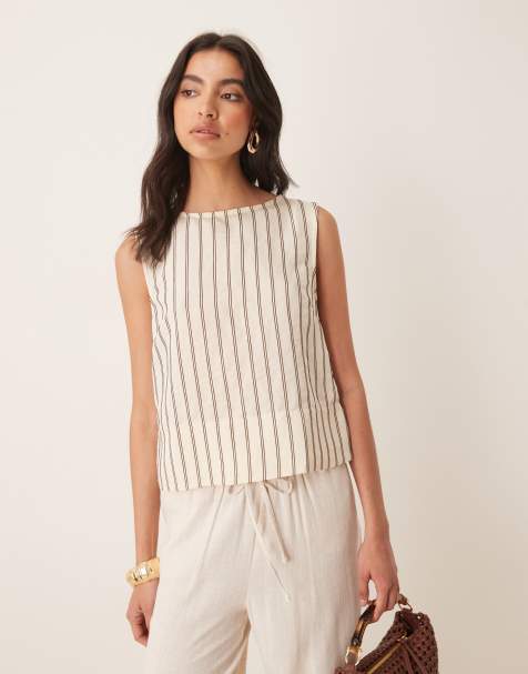 ASOS DESIGN – Ljusgult, randigt linne - view 1