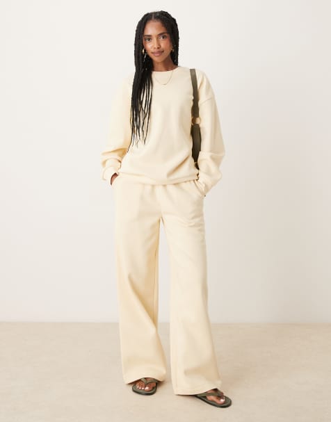 ASOS DESIGN – Ljusgult set med borstad insida - view 1