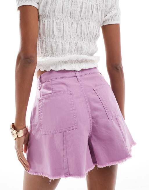 ASOS DESIGN – Ljuslila, a-linjeformade shorts med tvättad finish, 4 av 5