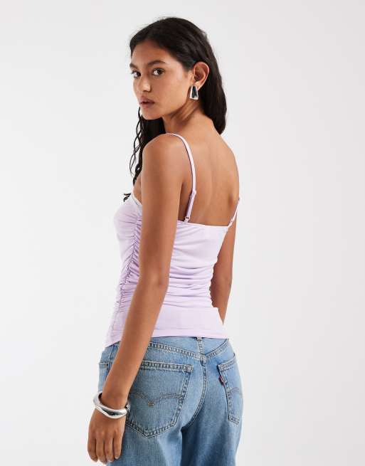 ASOS DESIGN – Ljuslila linne med spetskant och ryschad midja, 4 av 4