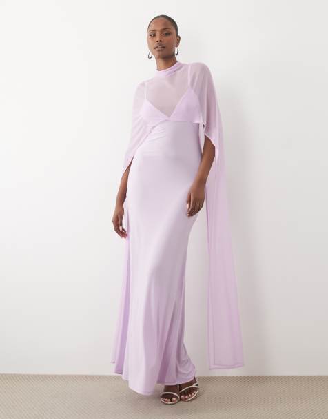 ASOS DESIGN – Ljuslila maxiklänning med lång cape - view 1
