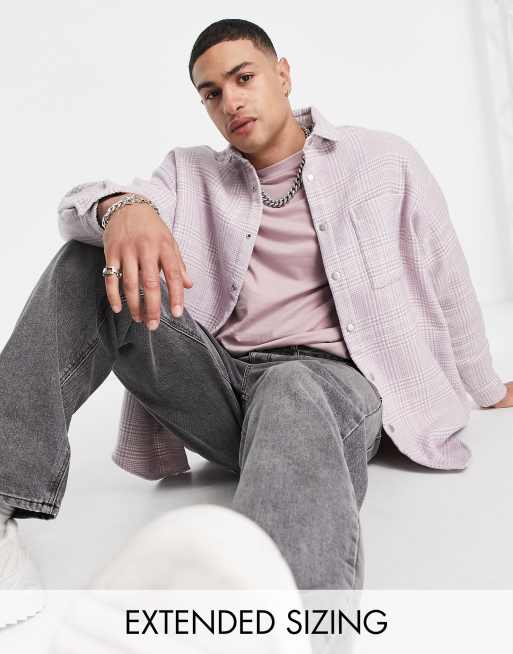 ASOS DESIGN – Ljuslila rutig skjorta i extra oversize-modell