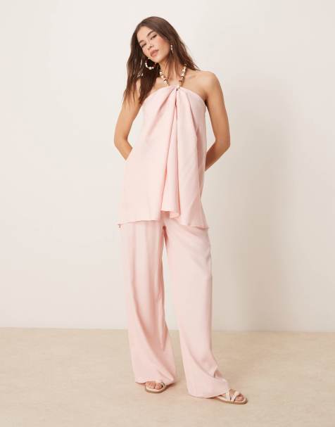 ASOS DESIGN – Ljusrosa byxor med extra vida ben, del av set - view 1