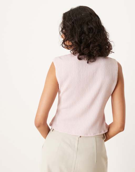 ASOS DESIGN – Ljusrosa kostymväst med spetskanter och räfflade veck, 4 av 4