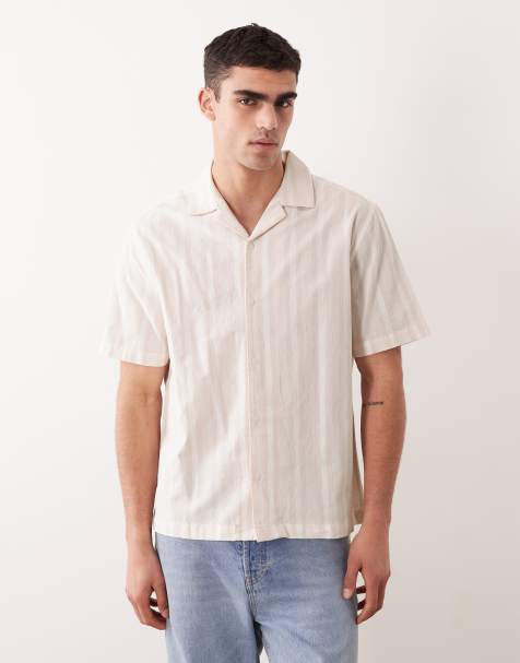 ASOS DESIGN – Ljusrosa, randig skjorta i avslappnad linnestil - view 1
