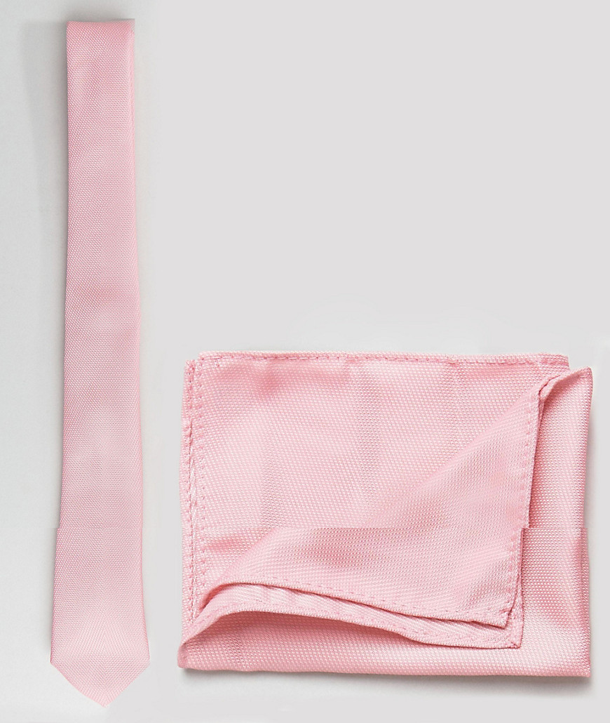 ASOS DESIGN – Ljusrosa set med slips och bröstnäsduk