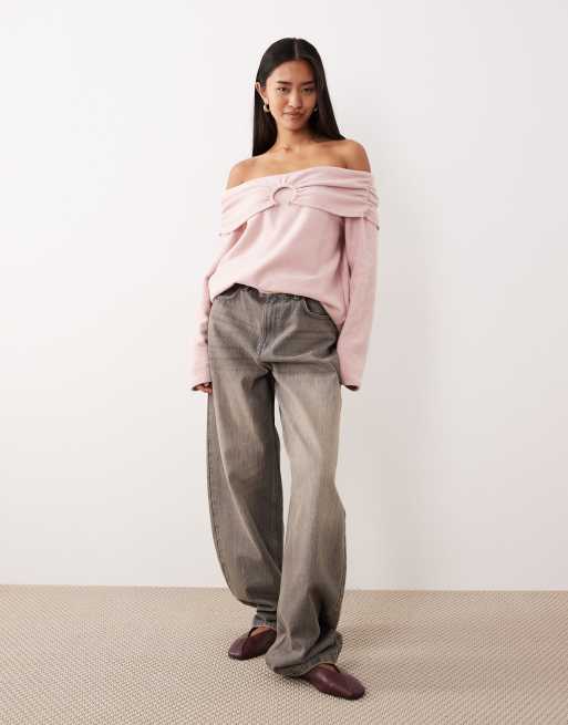 ASOS DESIGN – Ljusrosa, supermjuk tröja med bara axlar och metalldetalj, 2 av 4