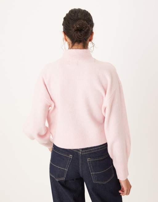 ASOS DESIGN – Ljusrosa tröja med hög krage, 4 av 4