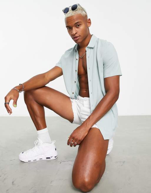 ASOS DESIGN – Ljust blågrön, regular skjorta i viskos, 4 av 4
