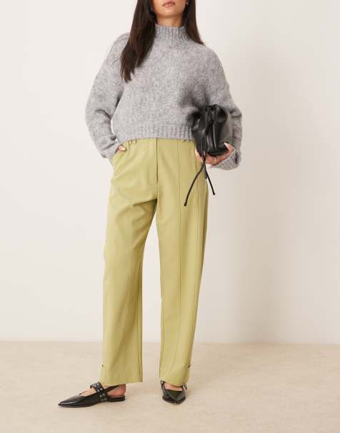 ASOS DESIGN – Ljust kakifärgade byxor med flik nedtill och fickdetalj - view 1