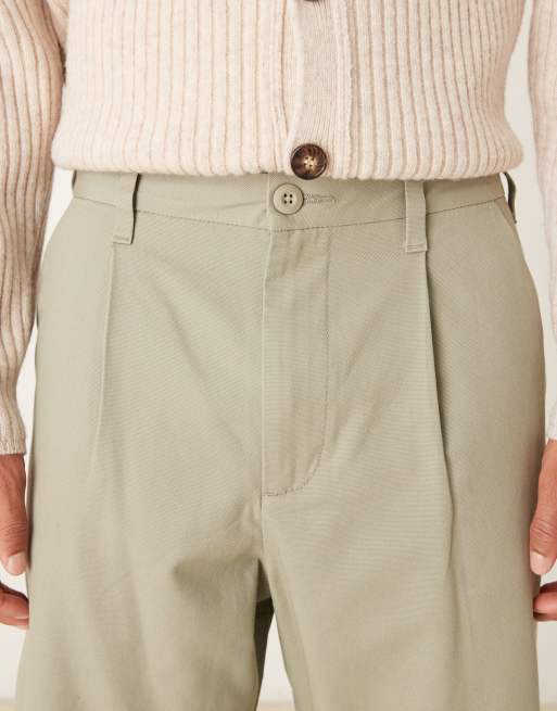ASOS DESIGN – Ljust kakigröna, avslappnade, avsmalnande byxor med veck, 5 av 5