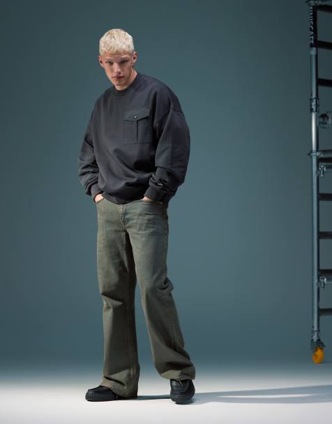 ASOS DESIGN – Ljustvättade, tonade jeans med vid, utsvängd design - view 1