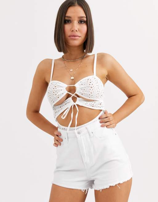 ASOS DESIGN lace bodysuit in white