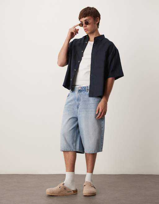 ASOS DESIGN – Lniana granatowa koszula oversize o pudełkowym kroju, 2 z 4
