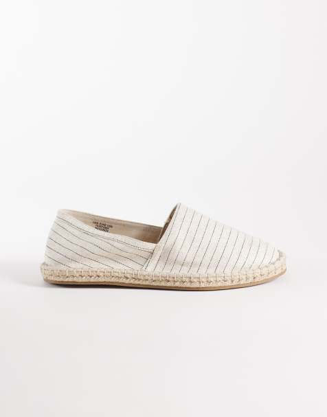 ASOS DESIGN – Lniane espadryle w kolorze naturalnym w czarne paski - view 1